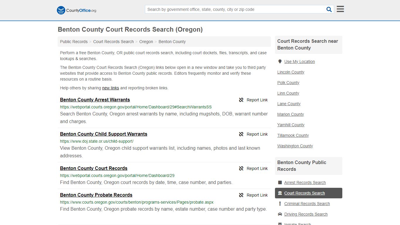 Benton County Court Records Search (Oregon) - County Office